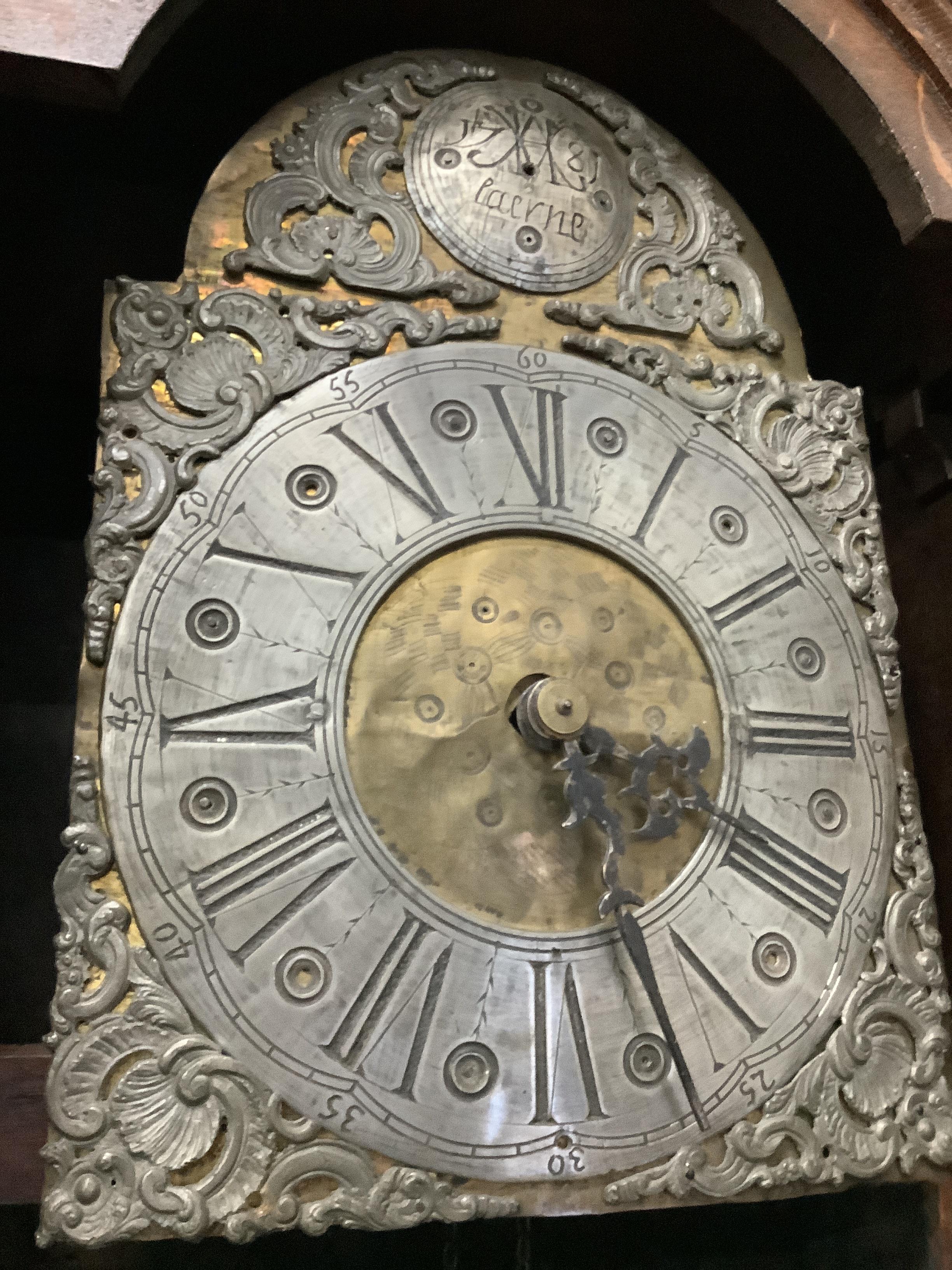An early 20th century, 18th century style French oak longcase clock, height 232cm